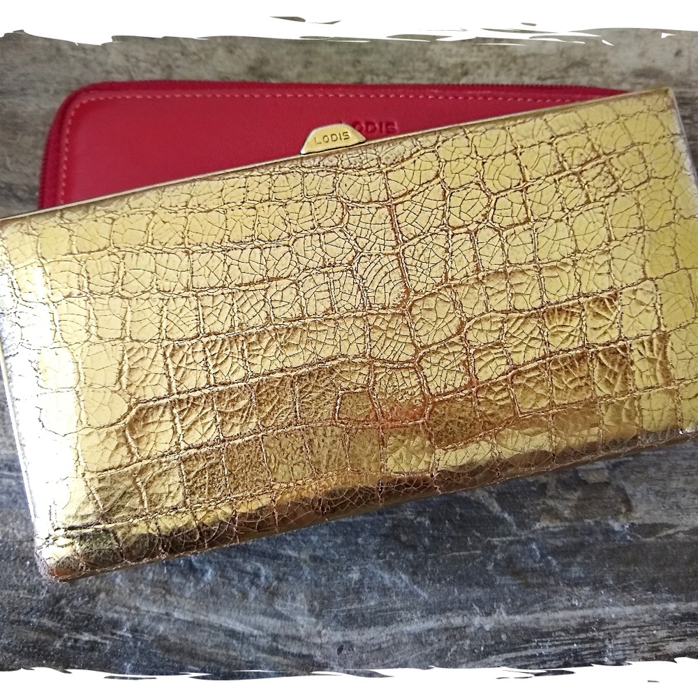 Lodis double framed wallet clutch w/interior zip